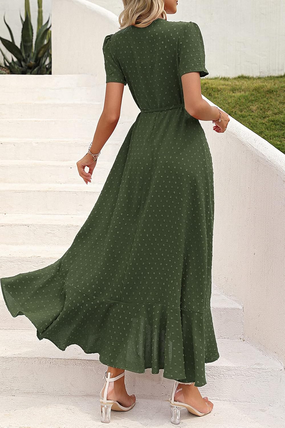 PRETTYGARDEN Women's Boho Floral Maxi Dress Summer Short Sleeve Wrap V Neck Long Flowy Beach Vacation Wedding Guest Dresses thumbnail