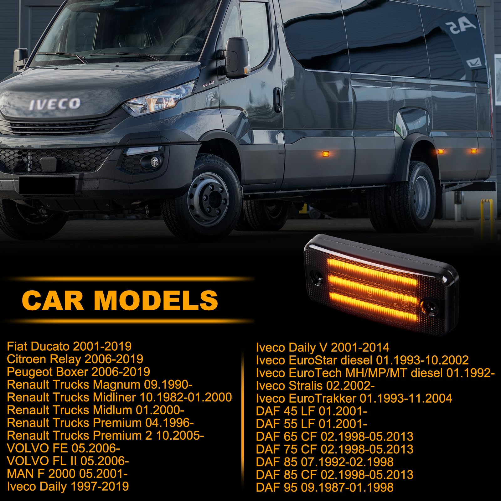 6 Piezas intermitente laterales LED para Fiat Ducato Citroen Relay Peugeot Boxer Trucks Magnum Midliner Midlum Premium 2 VOLVO FE FL II, Luce Intermitente Lateral