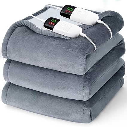 King Size Heated Electric Blanket - 90" x 108" with Dual Control, 10 Heating Levels & 8 Hours Auto Off, Soft Warm Flannel Gifts with Over-Heat Protection, ETL & FCC Certified