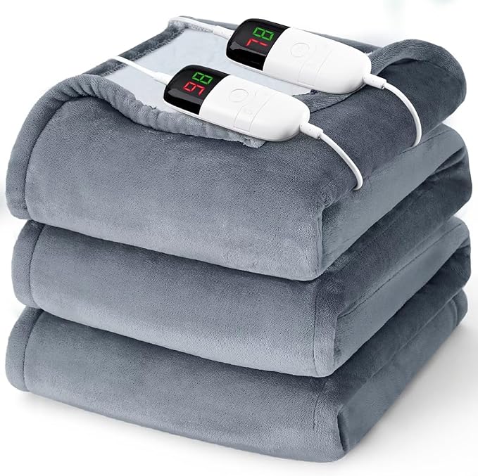 King Size Heated Electric Blanket - 90" x 108" with Dual Control, 10 Heating Levels & 8 Hours Auto Off, Soft Warm Flannel Gifts with Over-Heat Protection, ETL & FCC Certified
