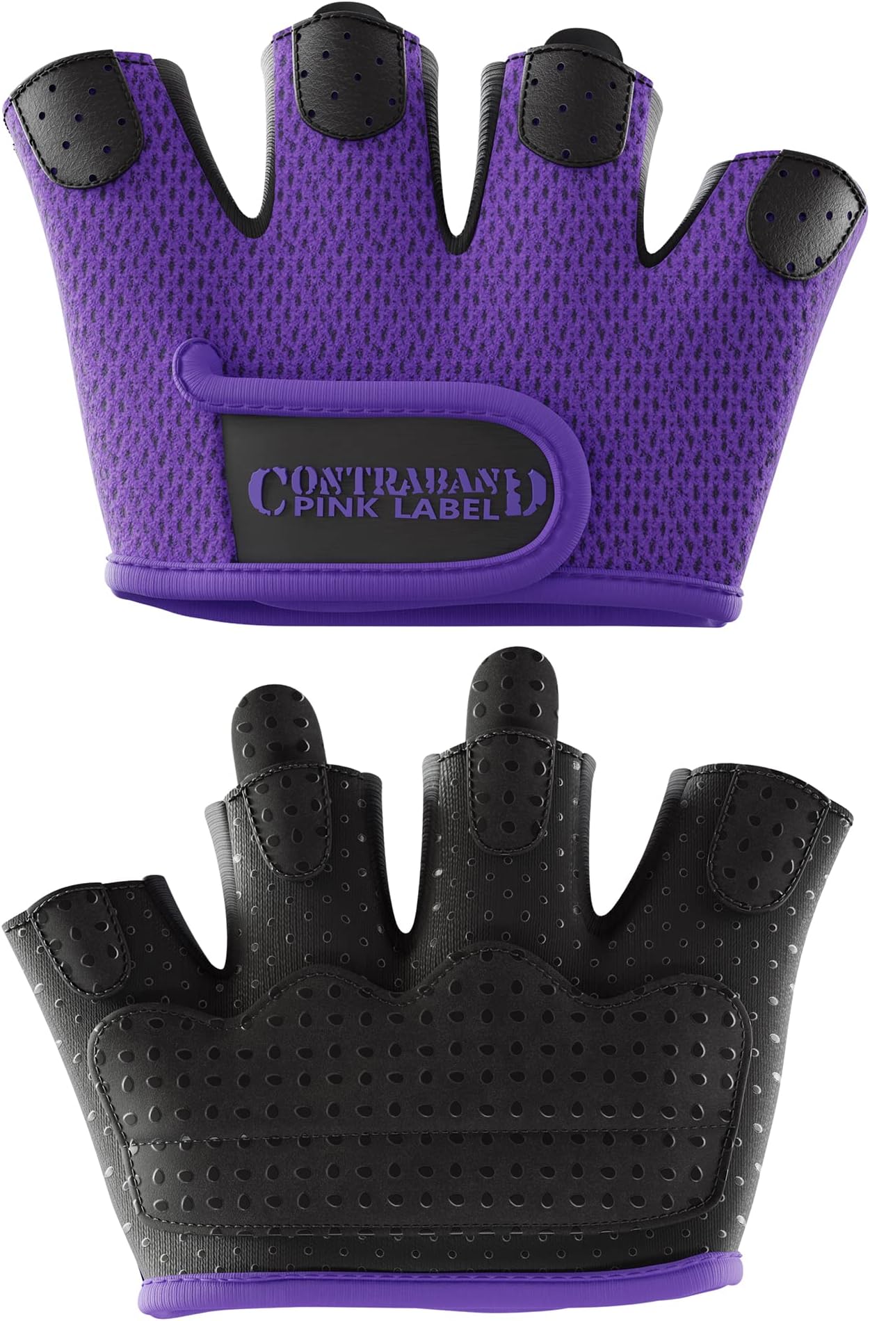Contraband Pink Label 5537 Womens Micro Weight Lifting Gloves w/Grip-Lock Silicone Padding (Pair) - Minimalist Half Gloves - Apple Watch Friendly