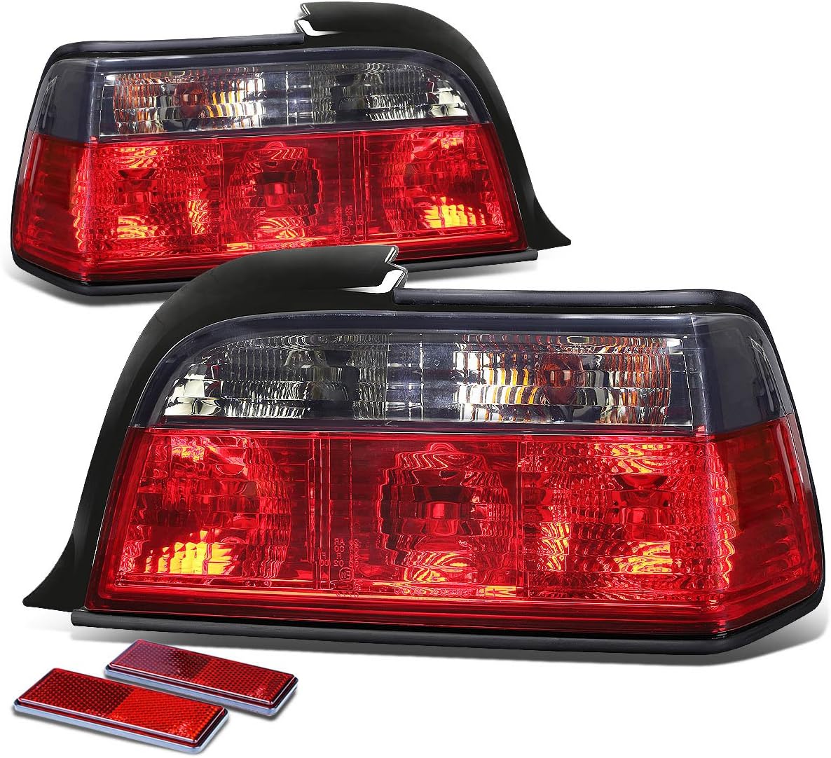 DNA MOTORING TL-E362D-RD-SM Tail Light Assembly Driver & Passenger Side [Compatible with 92-99 BMW 318i / 92-99 318is / 98-99 323i / 92-95 325i]