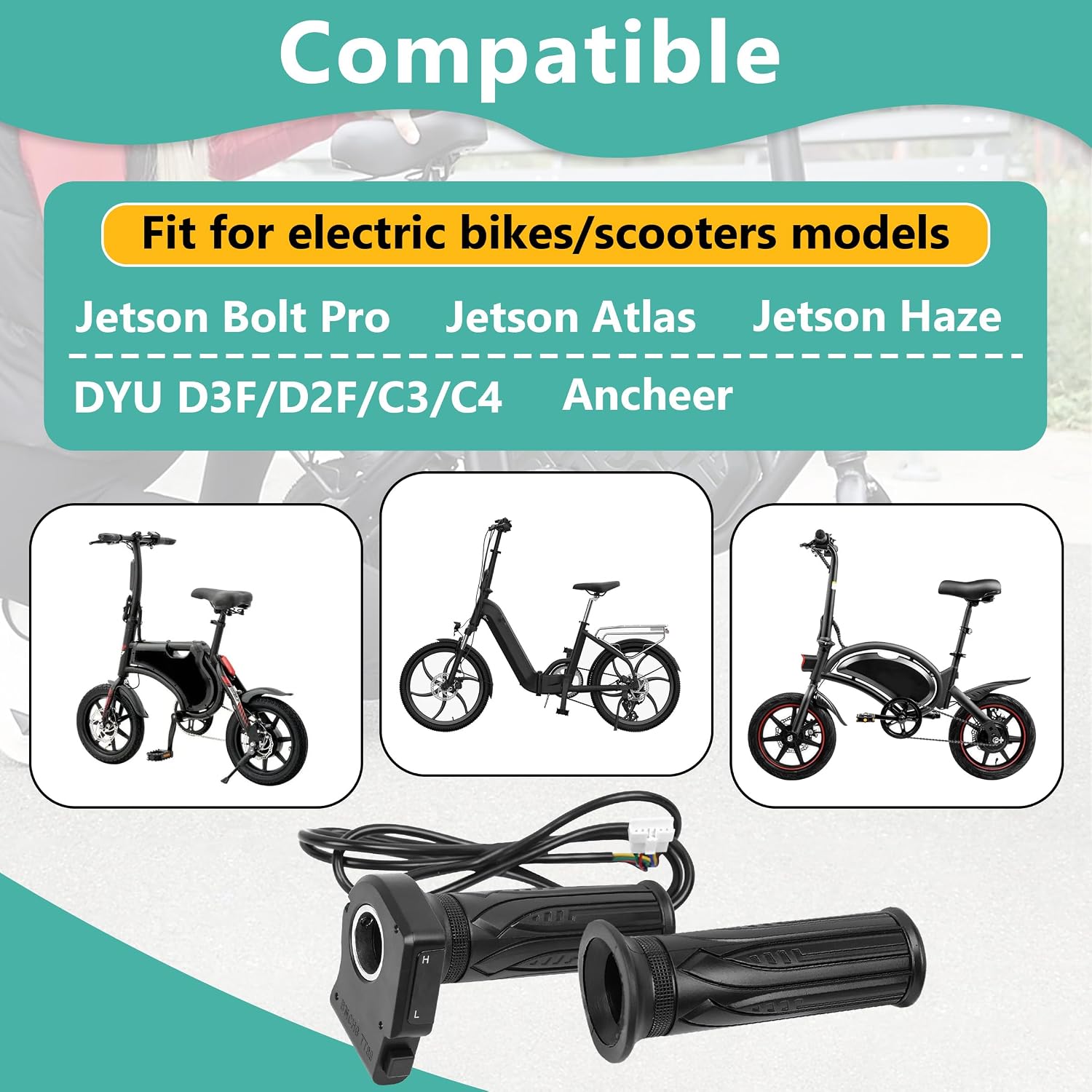 KH-DX 36V EBike Throttle Grip Replacement, w/LCD Voltage Display & Cruise Control, Compatible with Jetson Bolt Pro/Atlas/JX10/Haze, DYU D3F/D2F/C3/C4, Ancheer Electric Bike and Scooter