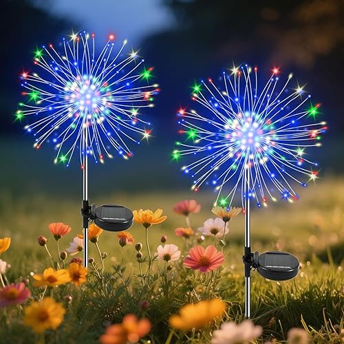 Miniatura 11 de Luces de jardín al aire libre, paquete de 2, 120 luces LED solares de jardín, luces de hadas al aire libre impermeables, luces solares decorativas