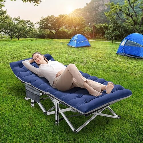 Miniatura 2 de Barbella Catre plegable para campamento, catre plegable para adultos, catre de dormir portátil con colchón plegable para exteriores, catres de