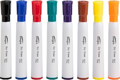 Miniatura 2 de Marcador de borrado en seco, punta de cincel, 8 unidades, surtido (ITA33311)