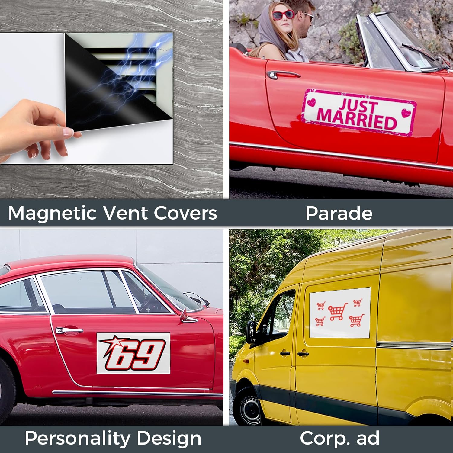 CUHIOY Blank Magnetic Sheets for Car -2 Pack 18"x12" Strong Magnet Stickers with 40 Mils, Flexible Automotive Magnet for Advertising Business and Company Logos (for HOA) Prevent Car Scratches & Dents