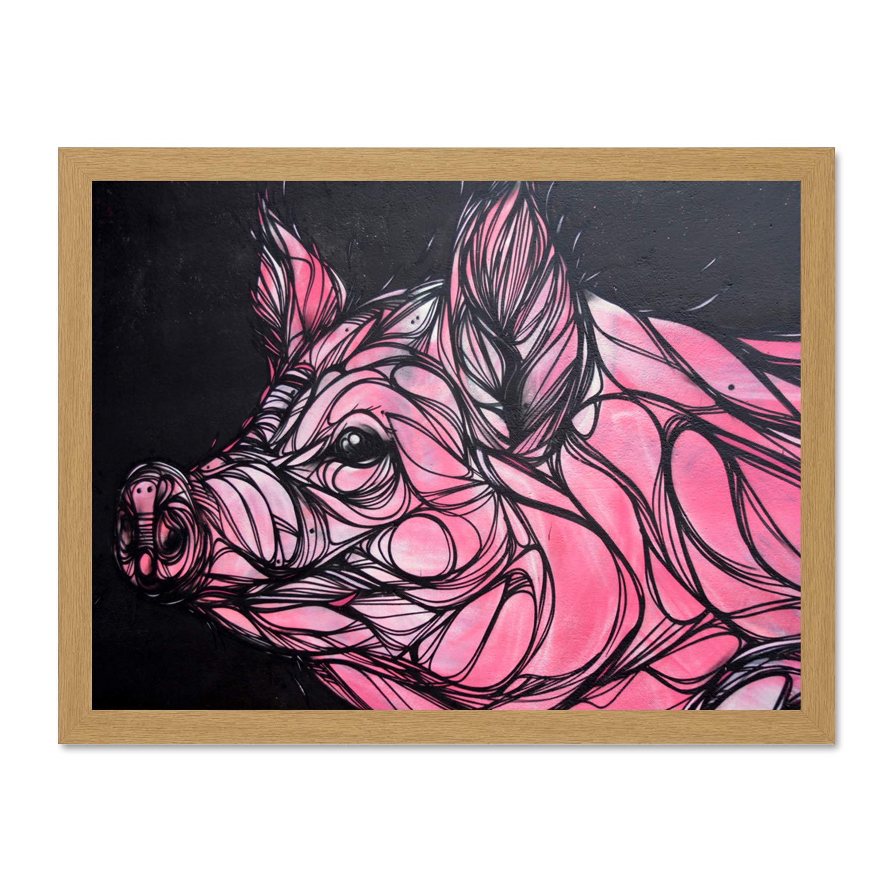 Graffiti Pig Piglet Large Framed Art Print Poster Wall Decor 18x24 inch