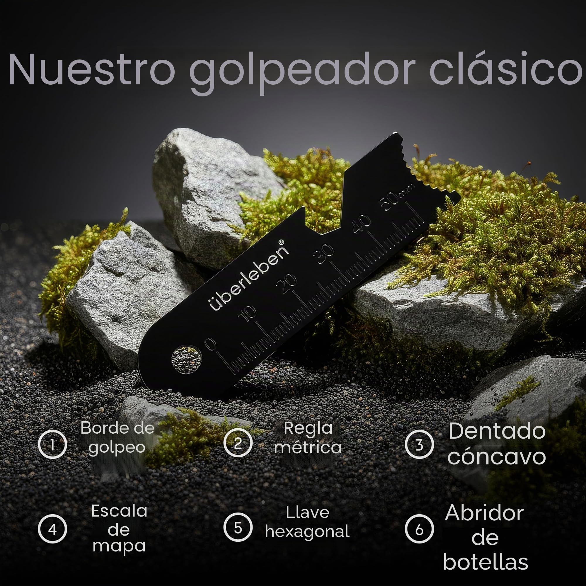 Überleben Hexå - Herramienta original de supervivencia para arrancar fuego con varilla ferro, hasta 20.000 golpes, 6 pulgadas de largo, 1/2 pulgada de grosor, acero hexagonal de fuego con golpeador