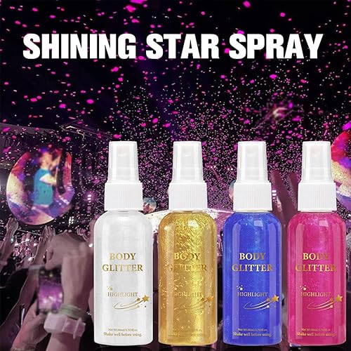 Glitter Body Spray,1 Count Shimmering Spray,Body Glitter Sprays,Sparkling Sprays,Body Makeup for Women & Girls,Cosmetic Product for Party (02)(01)