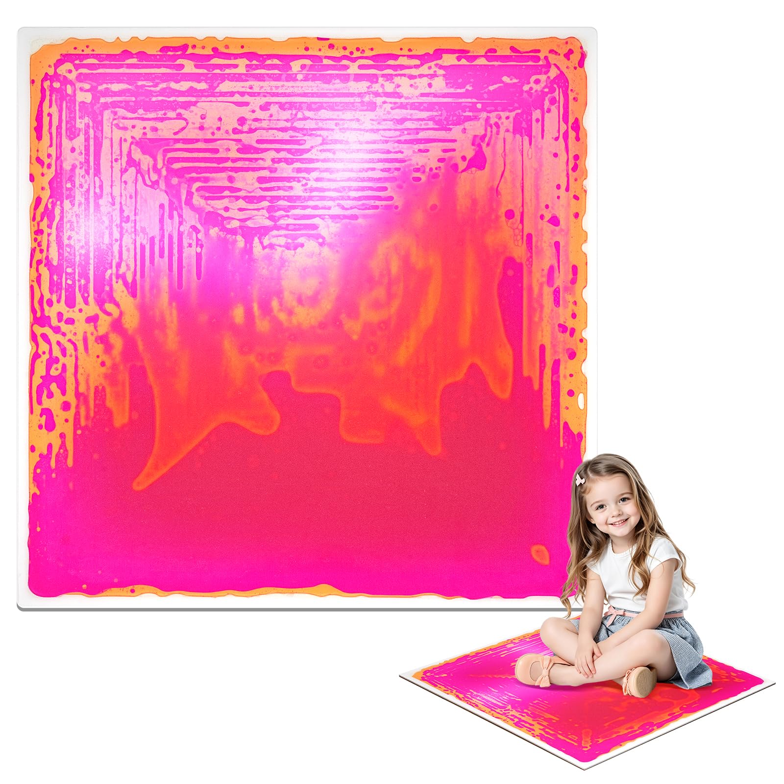 Ymoryiyi 50x50cm Pink Orange Liquid Sensory Tile for Kids, 1 Pack