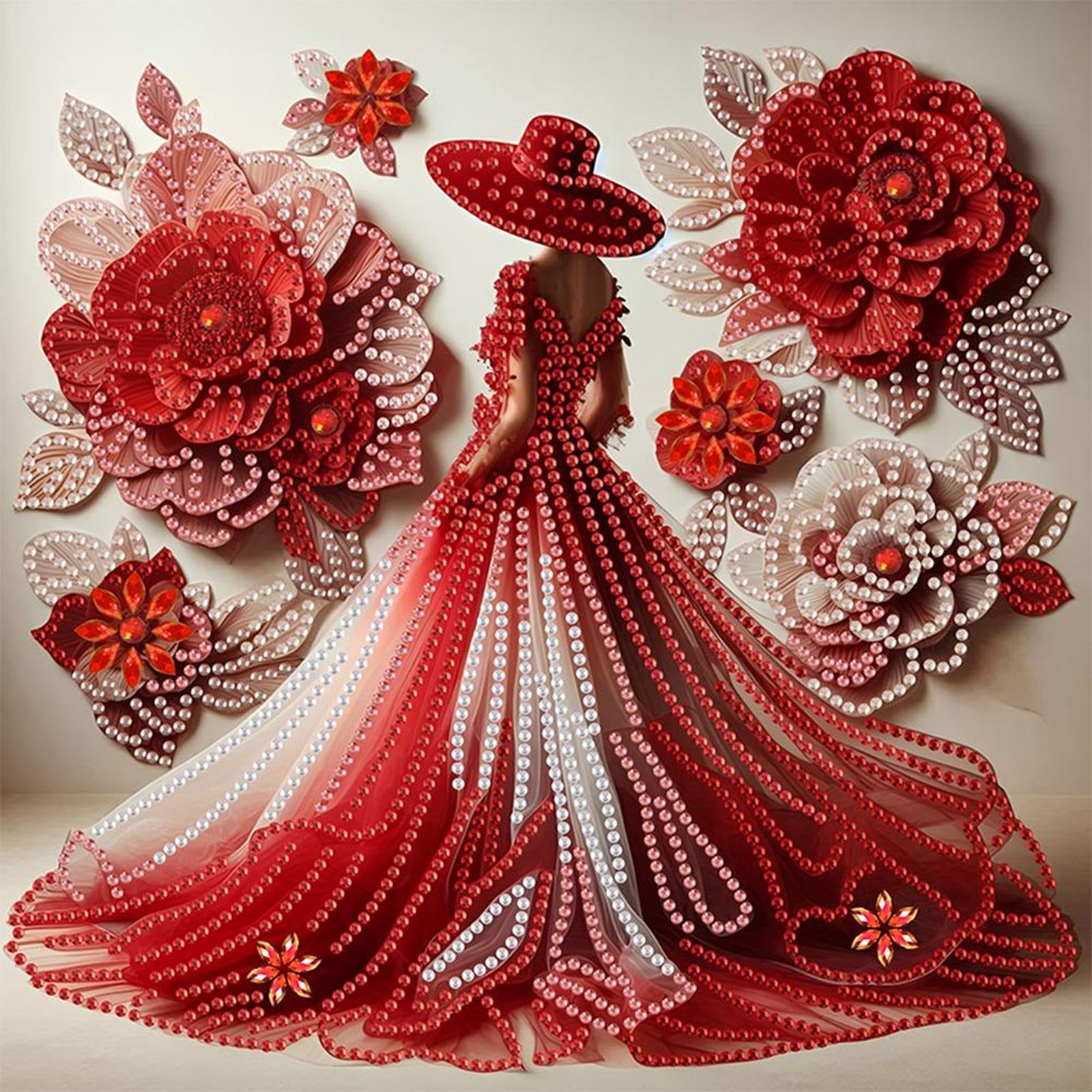 5D DIY Partial Special Shaped Drill Diamond Painting Kit Lady Decoration 30x30cm (D)