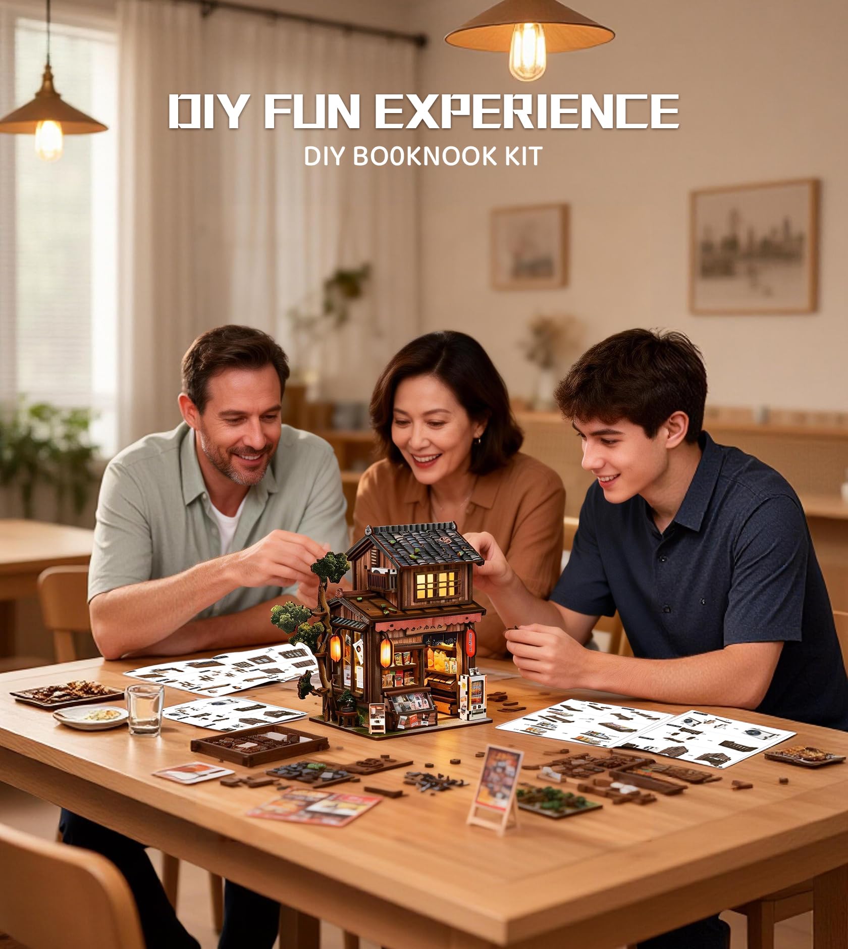Spilay Kit fai da te in miniatura, casa delle bambole in miniatura, con carillon, mini kit per la costruzione di una casa, angolo libro per adulti, decorazione creativa per libreria e regalo unico