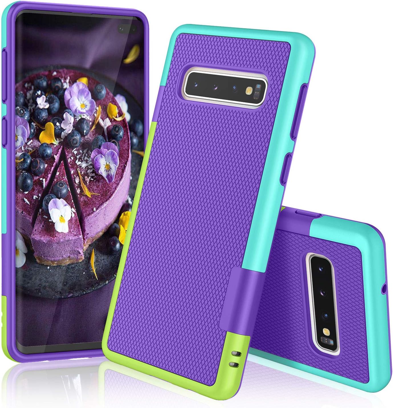 TILL for Galaxy S10 Plus Case, TILL(TM) Ultra Slim 3 Color Hybrid Impact Anti-Slip Shockproof Soft TPU Hard PC Bumper Extra Front Raised Lip Case Cover for Samsung Galaxy S10 Plus G975U [Purple]