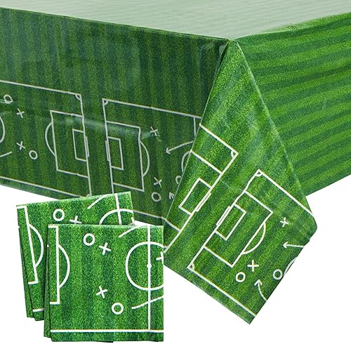 Miniatura 8 de BLUE PANDA Decoraciones de fiesta de fútbol de 171 piezas, sirve 24 suministros de fiesta de cumpleaños con temática deportiva con platos,