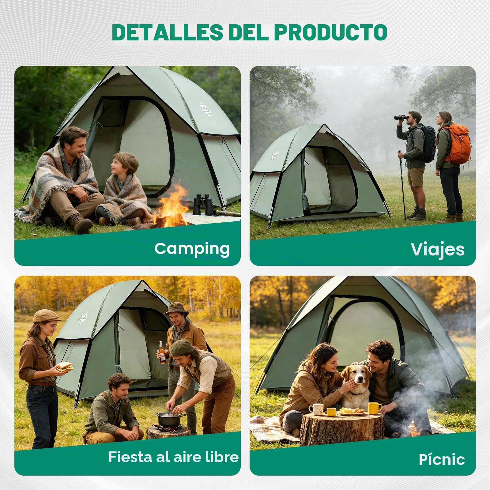 Tienda de campaña para 1-3 Personas, Ultraligera, Tienda de Doble Capa Impermeable y Resistente al Viento con tamaño de Embalaje pequeño para Acampar, jardín, Senderismo, Trekking y familias