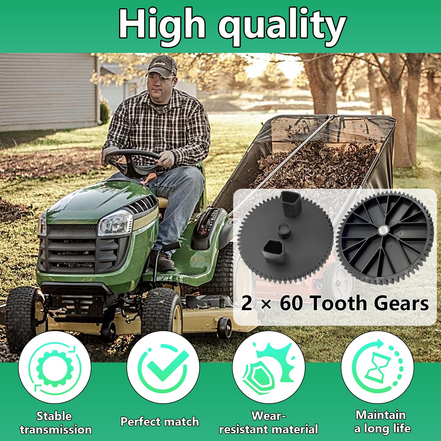 FBSCTMH 60 Tooth 42 in R-2280 NP08 Lawn Sweeper Gears Compatible with Jo-hn Deere Brinly-Hardy STS-42 & STS-426 for Ground-Work Lawn Sweeper Gears-2 Pack