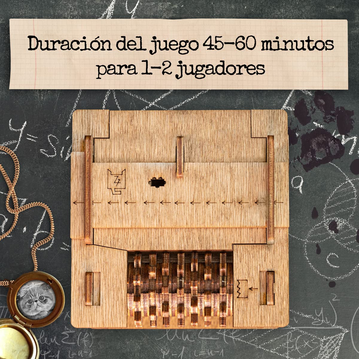 iDventure Cluebox - El Gato de Schrödinger - Enigma 3D de Madera con Mecanismos Secretos – Un Desafío Intrigante para Mentes Curiosas y Amantes de los Rompecabezas, Ideal para Quienes Buscan un Reto