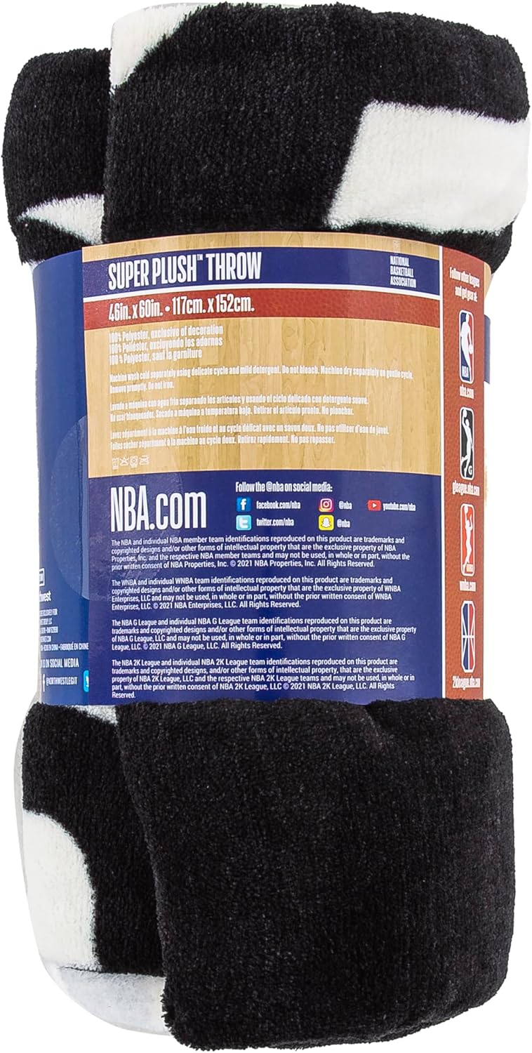 Northwest NBA Brooklyn Nets Micro Raschel Throw Blanket, 46" x 60", Dimensional Legacy