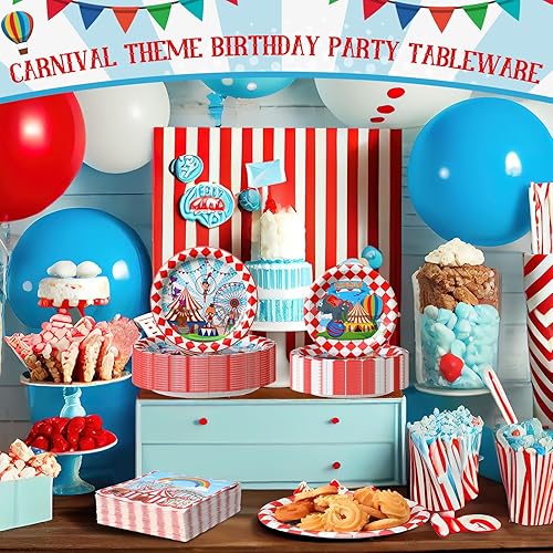 Miniatura 9 de 400 unidades de suministros de fiesta de guinga rojos, 100 platos de 9 pulgadas, 100 platos de 7 pulgadas, 200 servilletas de papel desechables para