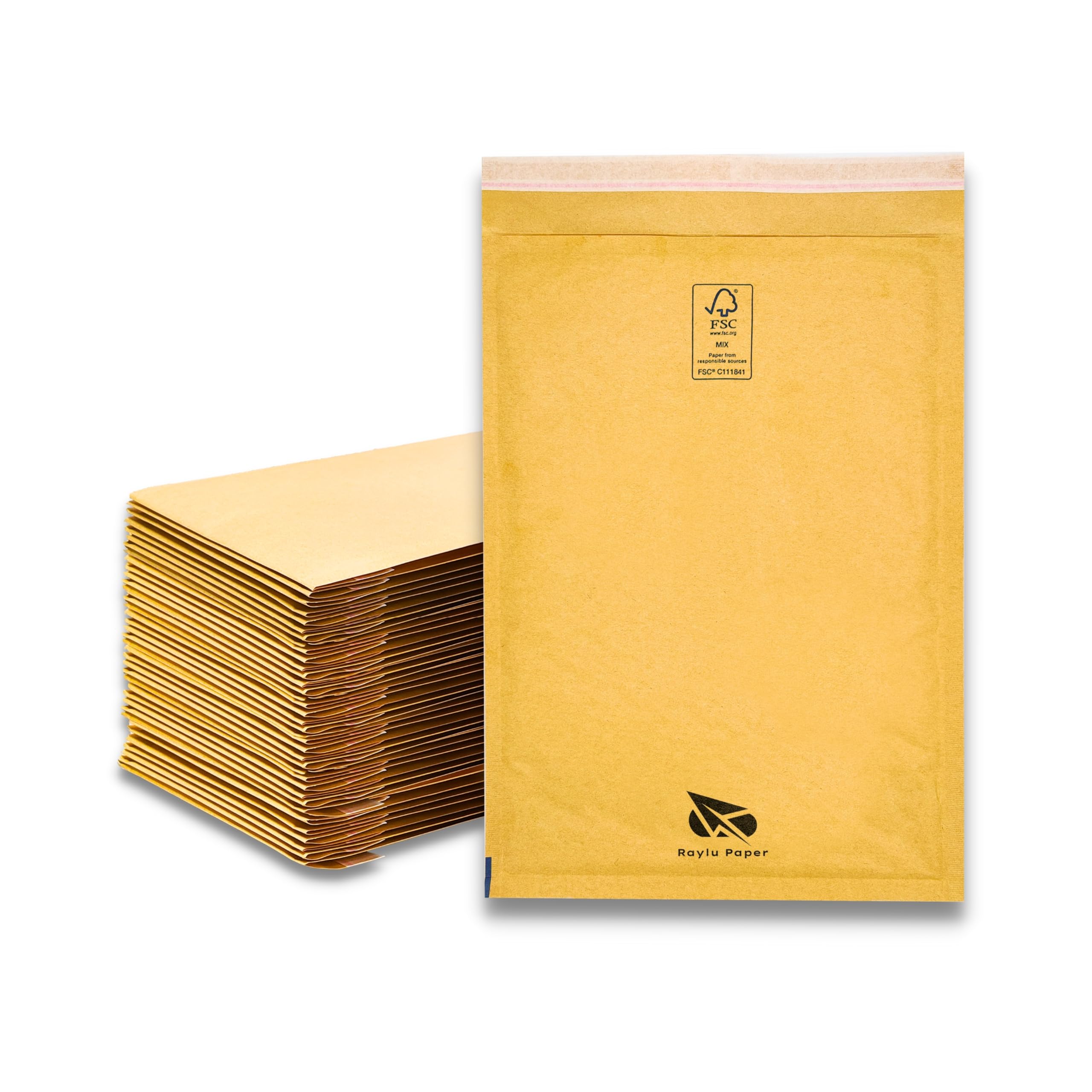 Raylu Paper® - Opakowanie 50 pakowanych kopert z bąbelkami Kraft z samoprzylepnym zapięciem, wyściełane koperty Kraft do wysyłki w kolorze brązowym 50 sztuk (270x360 mm)