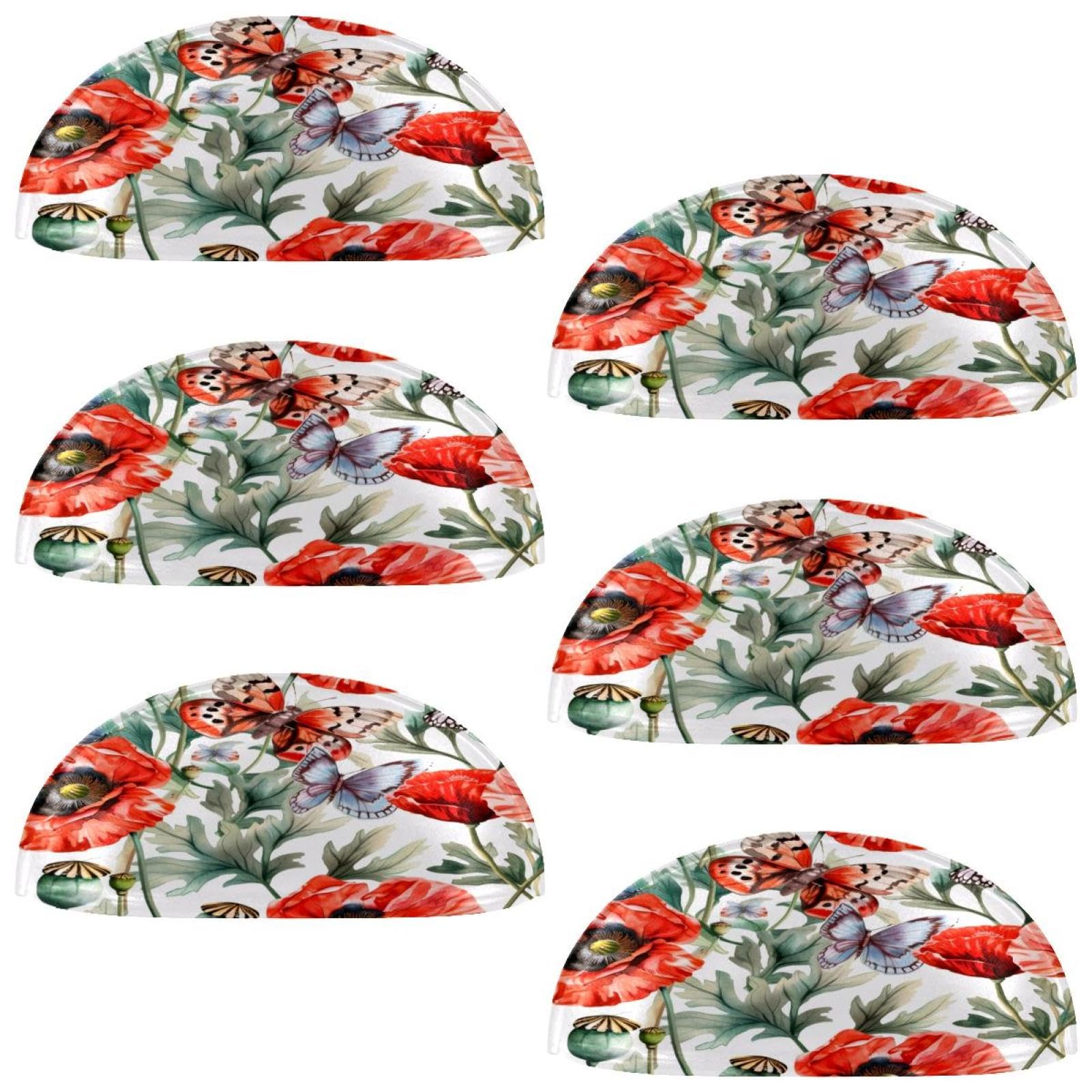 Luoweisi Multi 12 6 Pcs Shell Cup Handles, Poppy Flower Drawer Pull Handles, Semi Circle Kitchen Cupboard Door Handles And Knobs, Furniture Cabinet Dresser Knobs Handles With Screws