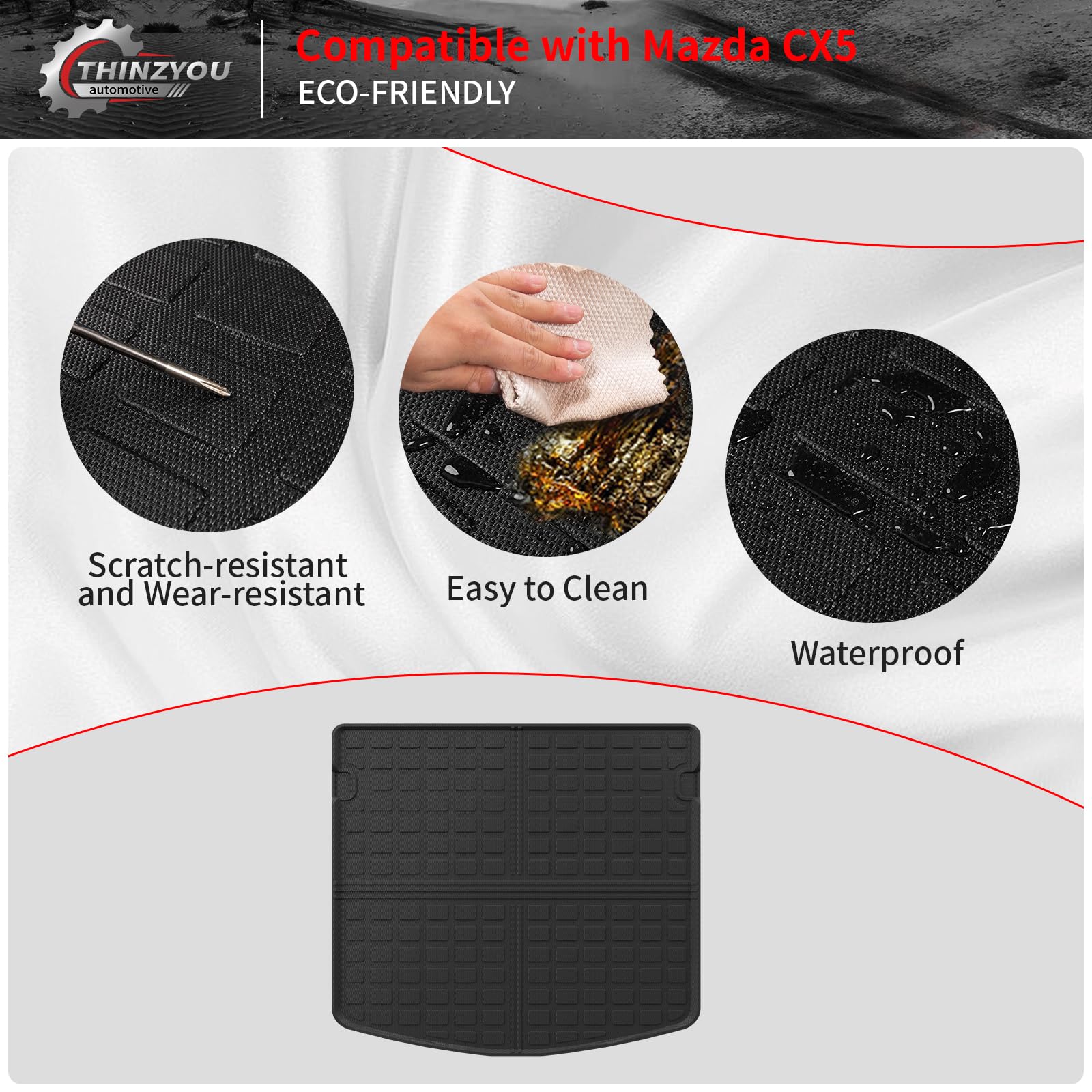 Thinzyou Tappetini Compatibili Con Mazda CX-5 2023 Tappetino Per Bagagliaio Cargo Liner Tpe Per Tutte Le 980756
