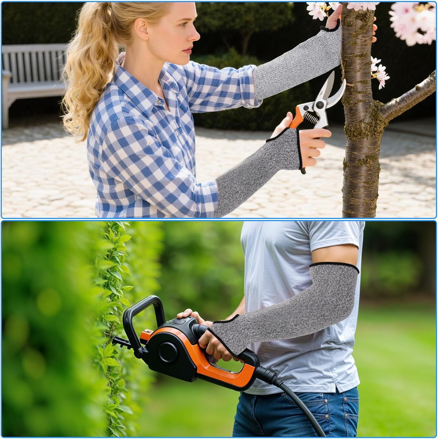 1 Pair Cut Resistant Sleeves, Protective Sleeves Arm Protectors for Thin Skin and Bruising with Thumb Hole, Men Women Arm Guards for Work Kitchen Gardening Farming Yard Biting - Image 3