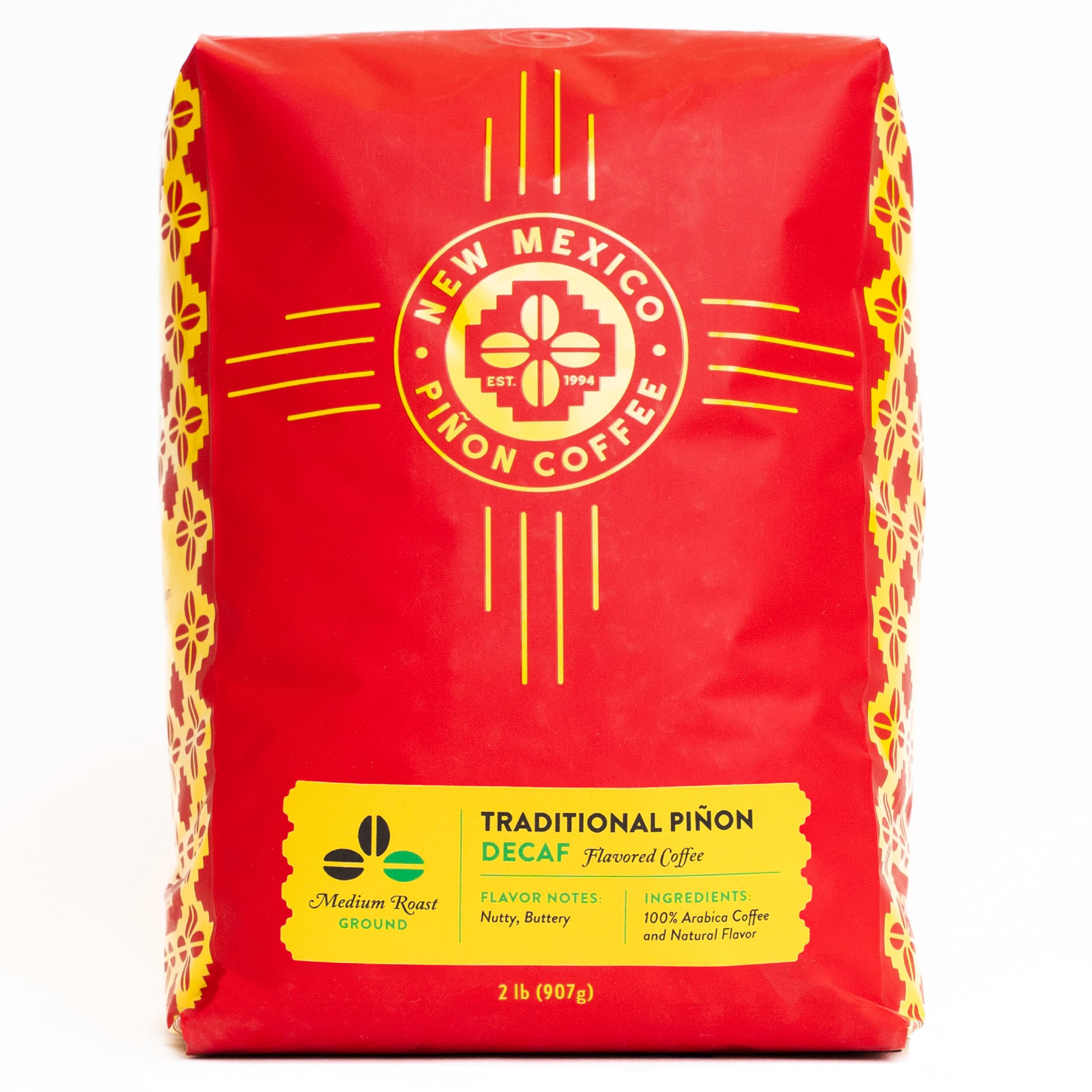 New Mexico Piñon Coffee Naturally Flavored Coffee (Traditional Piñon Ground Decaf, 2 pound)