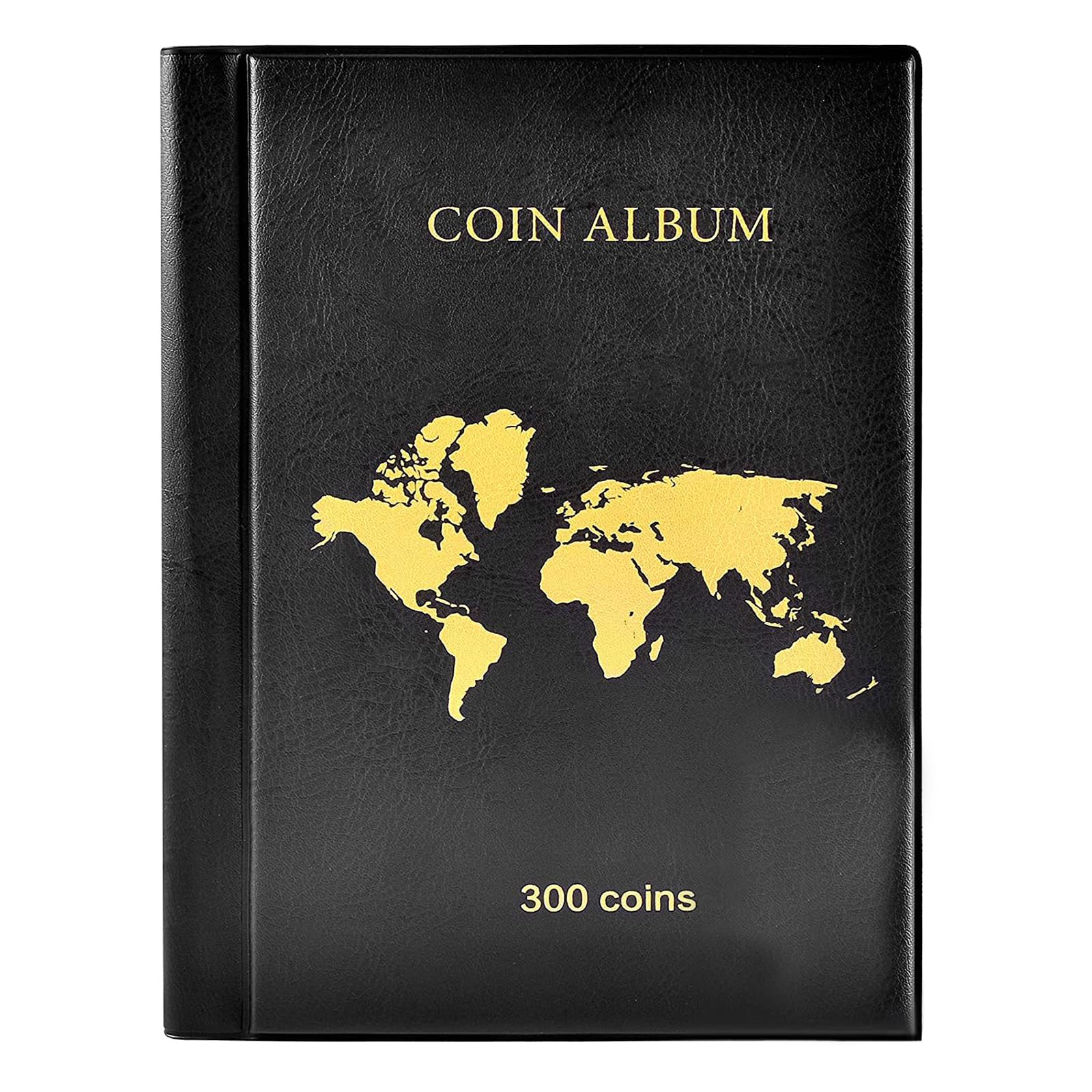 300 Capacity Coin Collection Album Leather PVC Construction Display Organizers for Currency Pennies Quarters Storage Coin Currency Protective Display Case