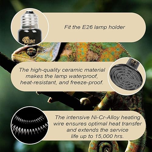 Miniatura 23 de Bombilla de cerámica de emisión de calor (250 W, 150 W, 100 W, 60 W) bombilla de cerámica para calentar animales domésticos (reptiles, etc.), 100 W