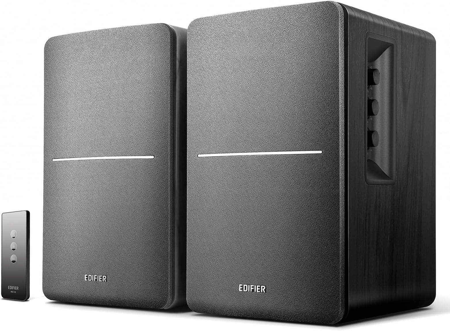 R1280T Powered Bookshelf Speakers - 2.0 Active Near Field Studio Monitor Speaker - Black - 42 Watts RMS