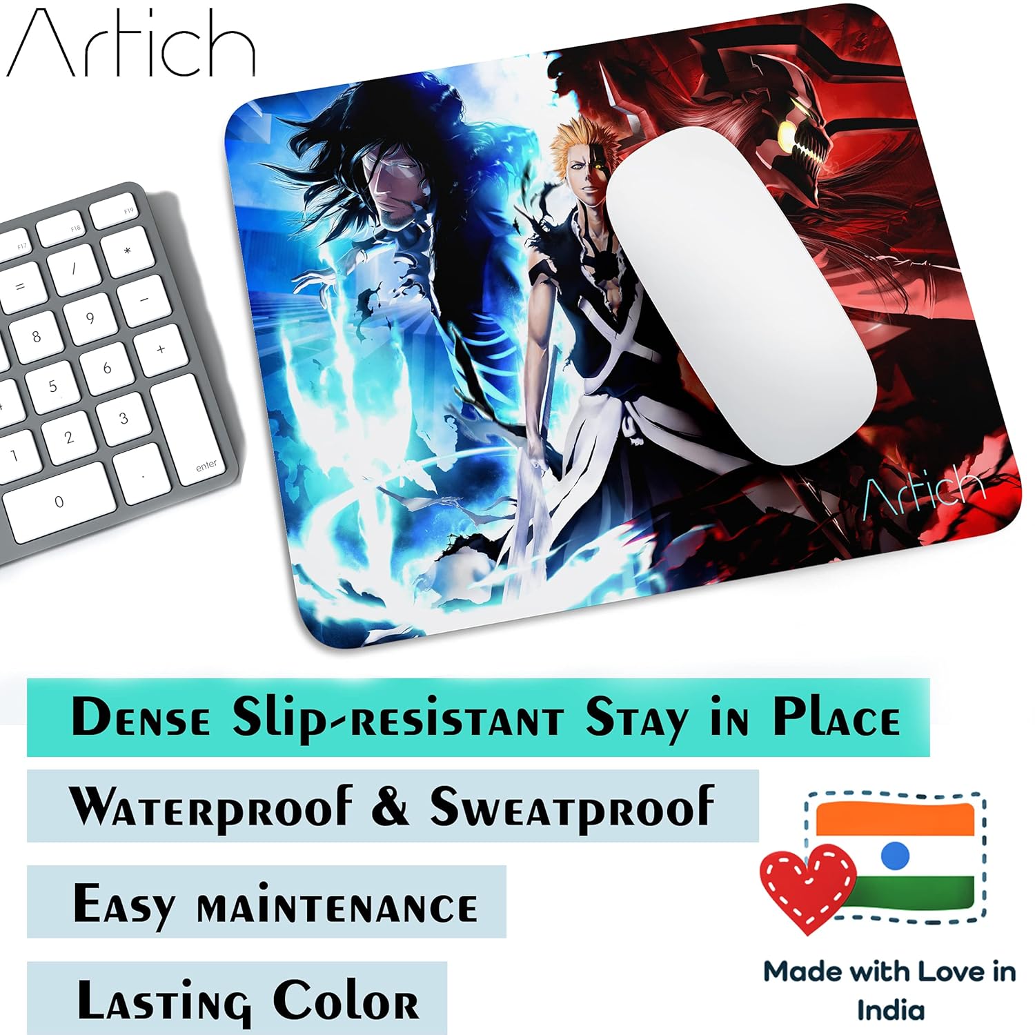 Artich Designer Gaming Mouse Pad for Office Laptop/Computer with Super Soft Non-Slip Rubber Base and Lycra Cloth Surface for Silky Touch Rectangle (Bleach Ichigo) 14 81YBovg +yS. SL1500