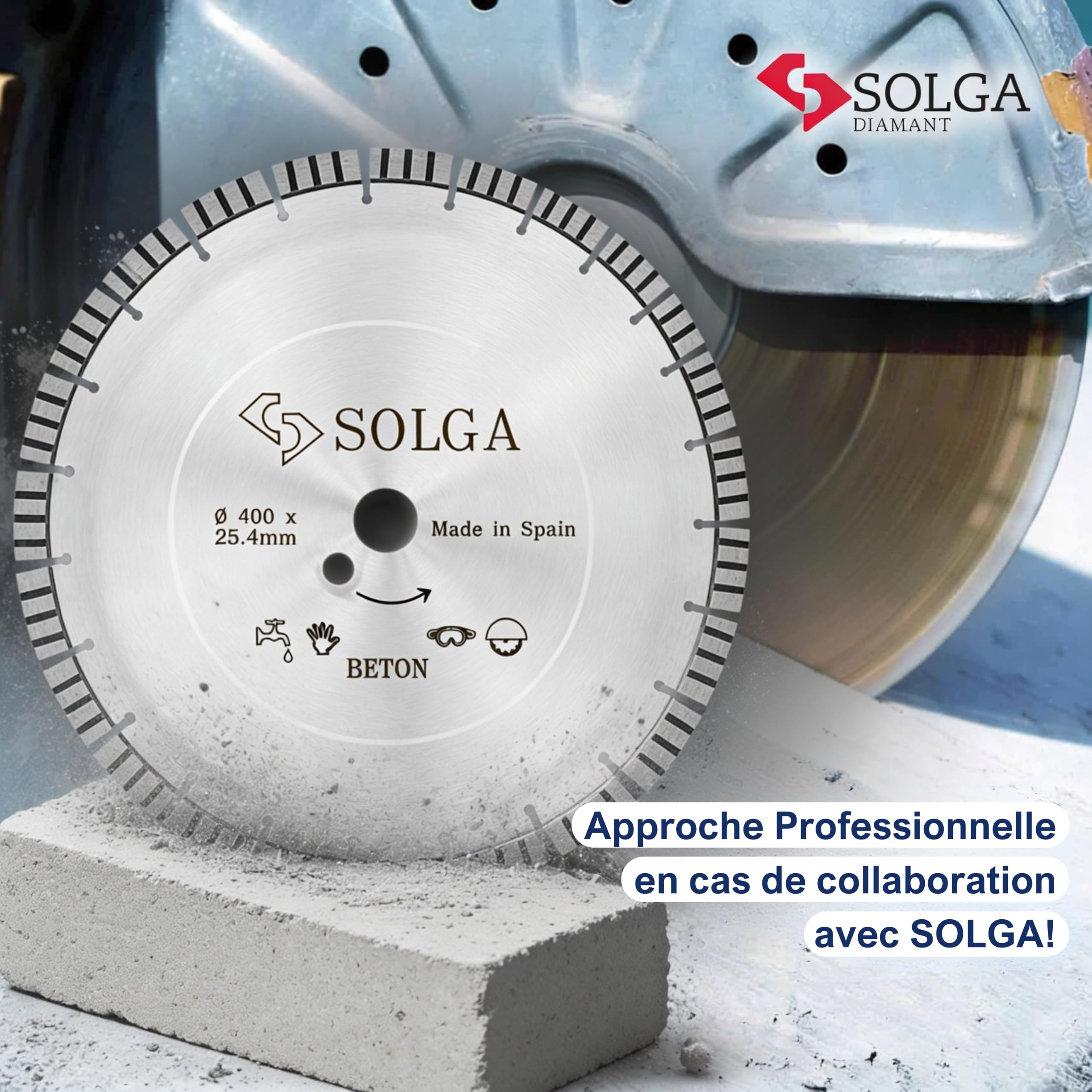 SOLGA Disque Diamant Turbo à Tronçonner -400 mm - 25,4 mm - 3,2 mm - Lame de Scie pour Meuleuse d’Angle Électrique et Thermique - Béton, Béton Armé, Asphalte, Brique, Pierre, Béton Cellulaire, Granit