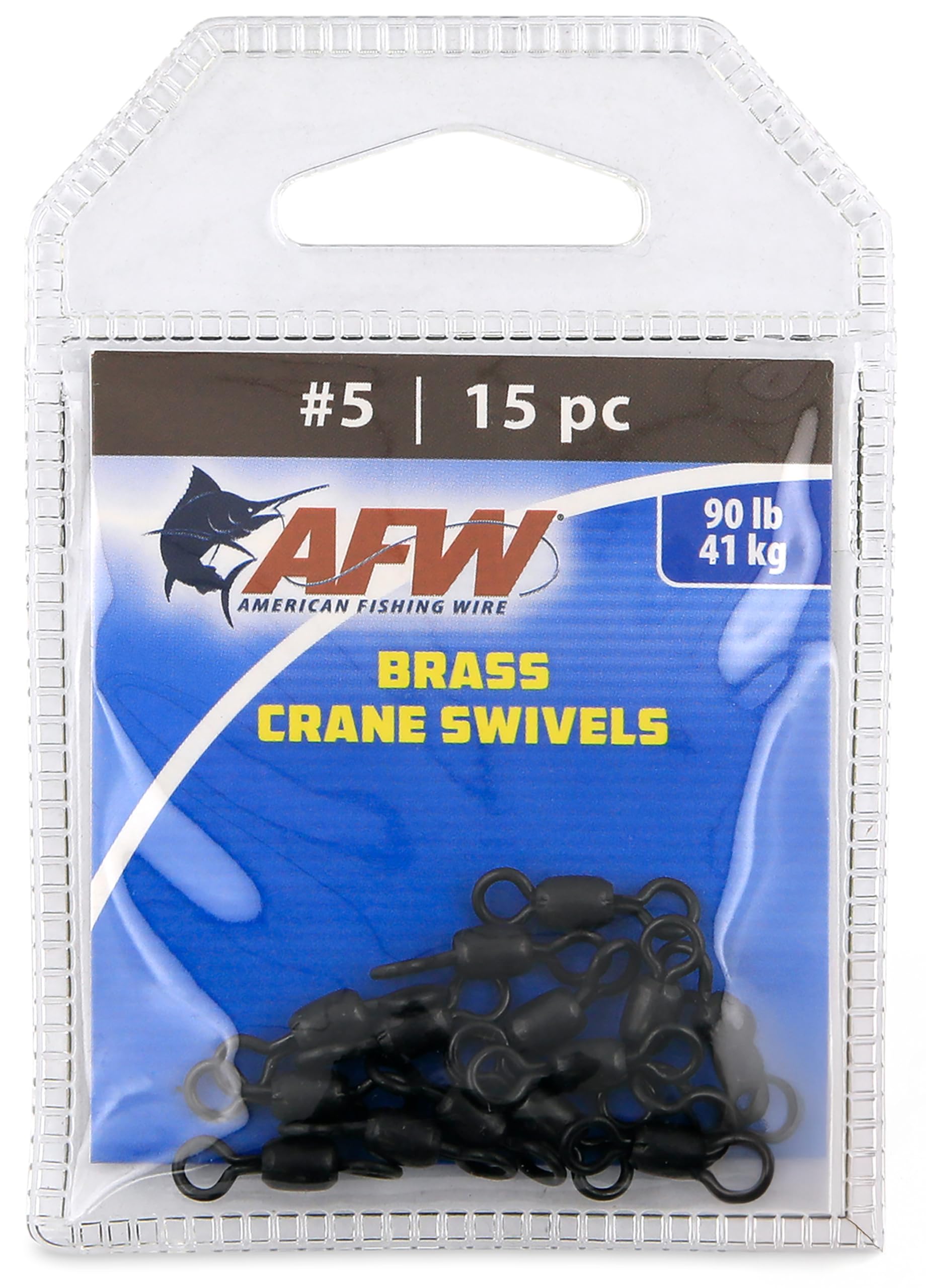 AFW Brass Crane Fishing Swivels Heavy Duty Barrel, #5 |90lb|15pcs|Black — image 1