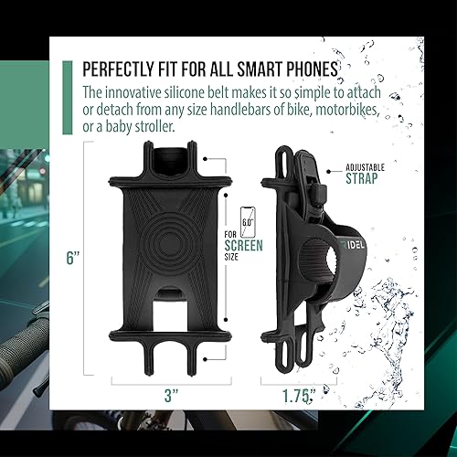 Miniatura 2 de Soporte de teléfono de silicona para bicicleta con correa flexible y ajustable, soporte de teléfono de motocicleta de 3 a 6 pulgadas para manillar,