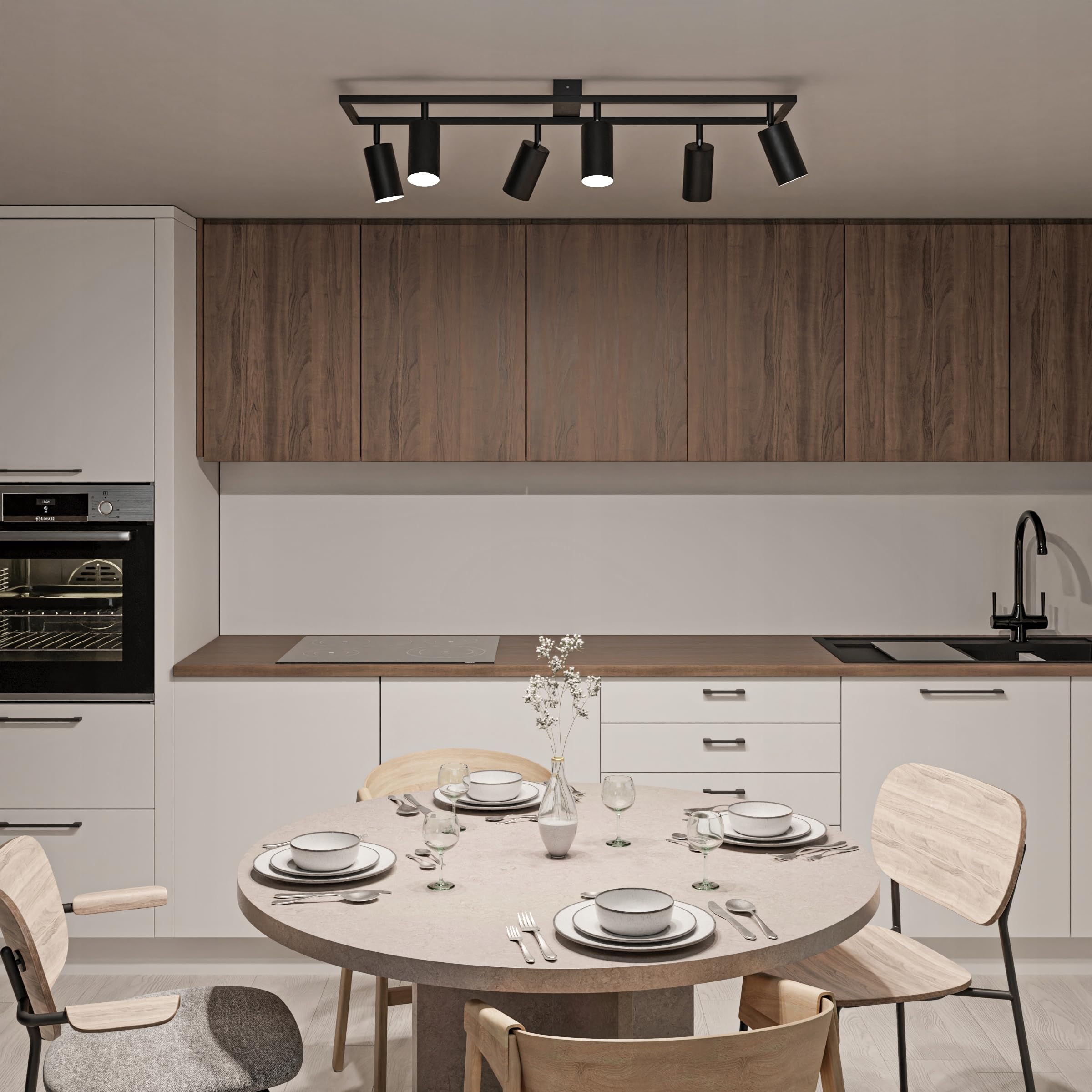 Deckenstrahler LED Schwarz 6 Flammig Schwenkbar GU10 Deckenleuchte Modern für Küche