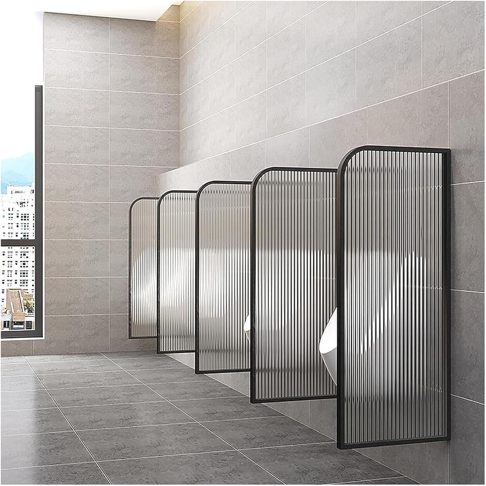 Mampara divisoria para urinario de baño, 3 paneles de vidrio hidrófugo para pared, panel para cubículo de oficina en espacios públicos, color: negro.