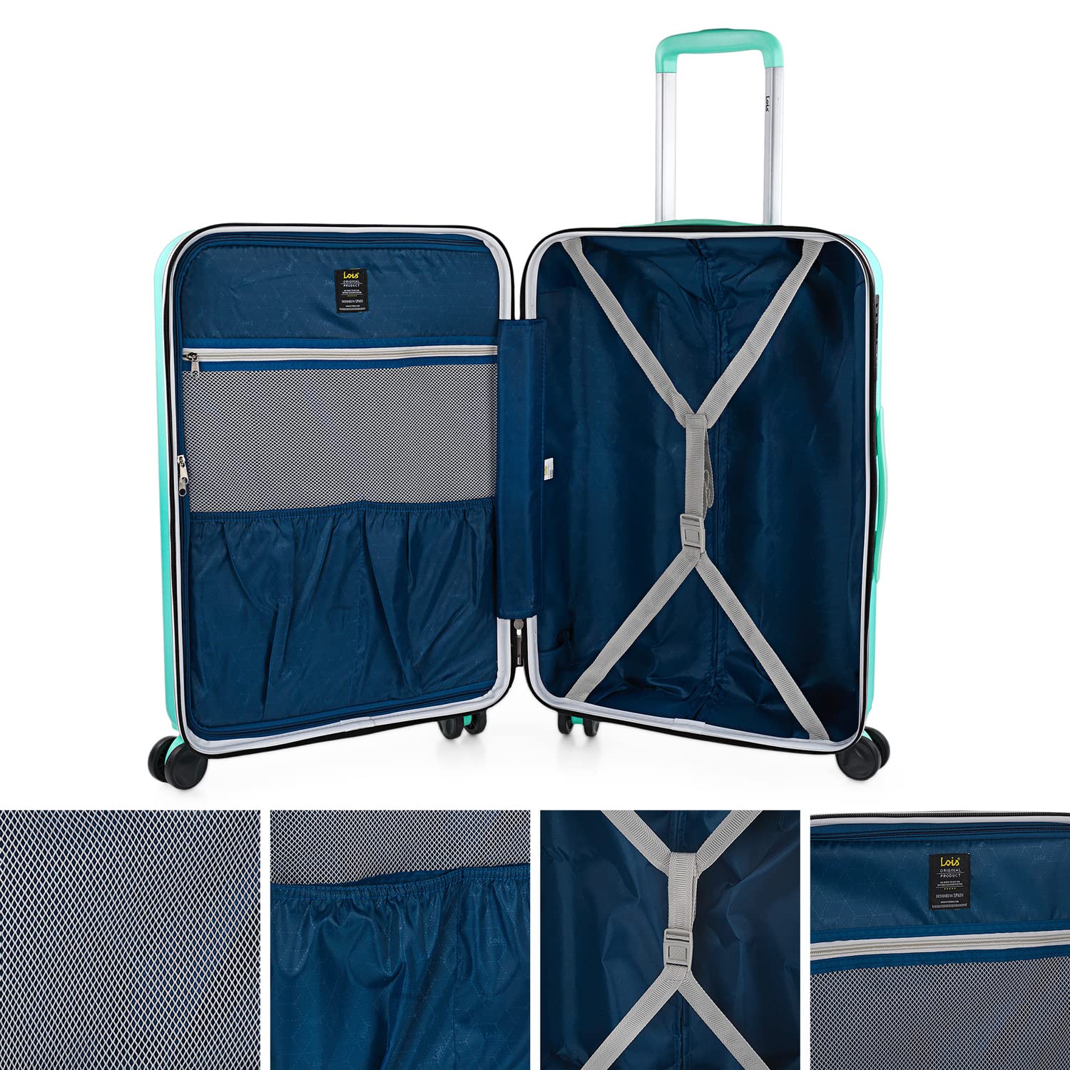 Lois - Maletas De Viaje rígidas Trolley con Candado de Combinación y 4 Doble Rueda 360° Set Maleta De Viaje Ligeras y Resistentes Extensible