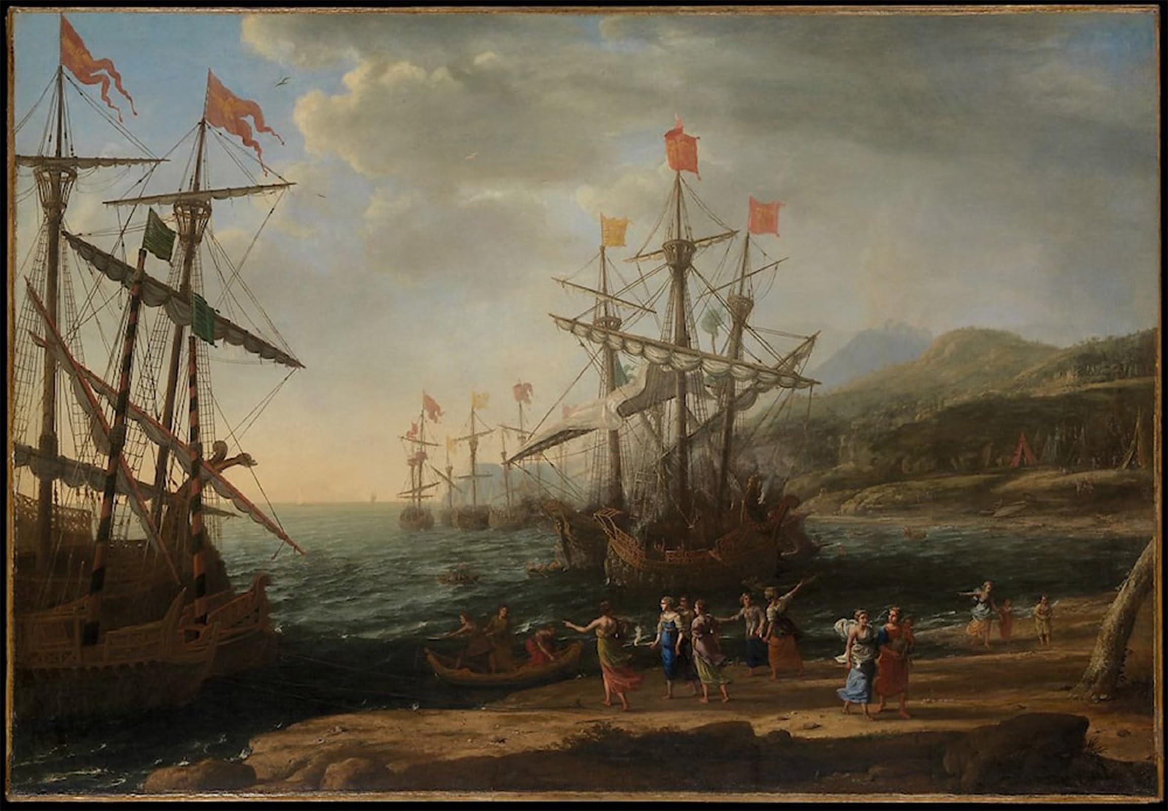 POSTERIIk Vintage Print Pop Art Landscape Artwork the Trojan Women Setting Fire to Their Fleet by Claude Lorrain Art Prints for Office Home Decor 60x90cm