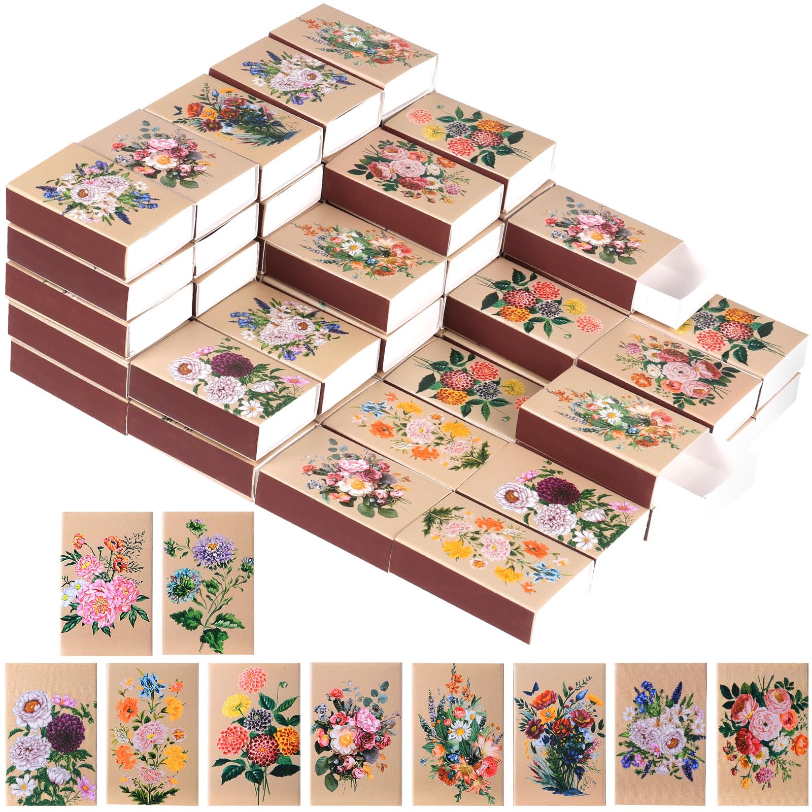 100 Pack Spring Flower Blank Match Containers for Wedding Baby Shower and Tea Party Guests
100 Pack Spring Flower Blank 
