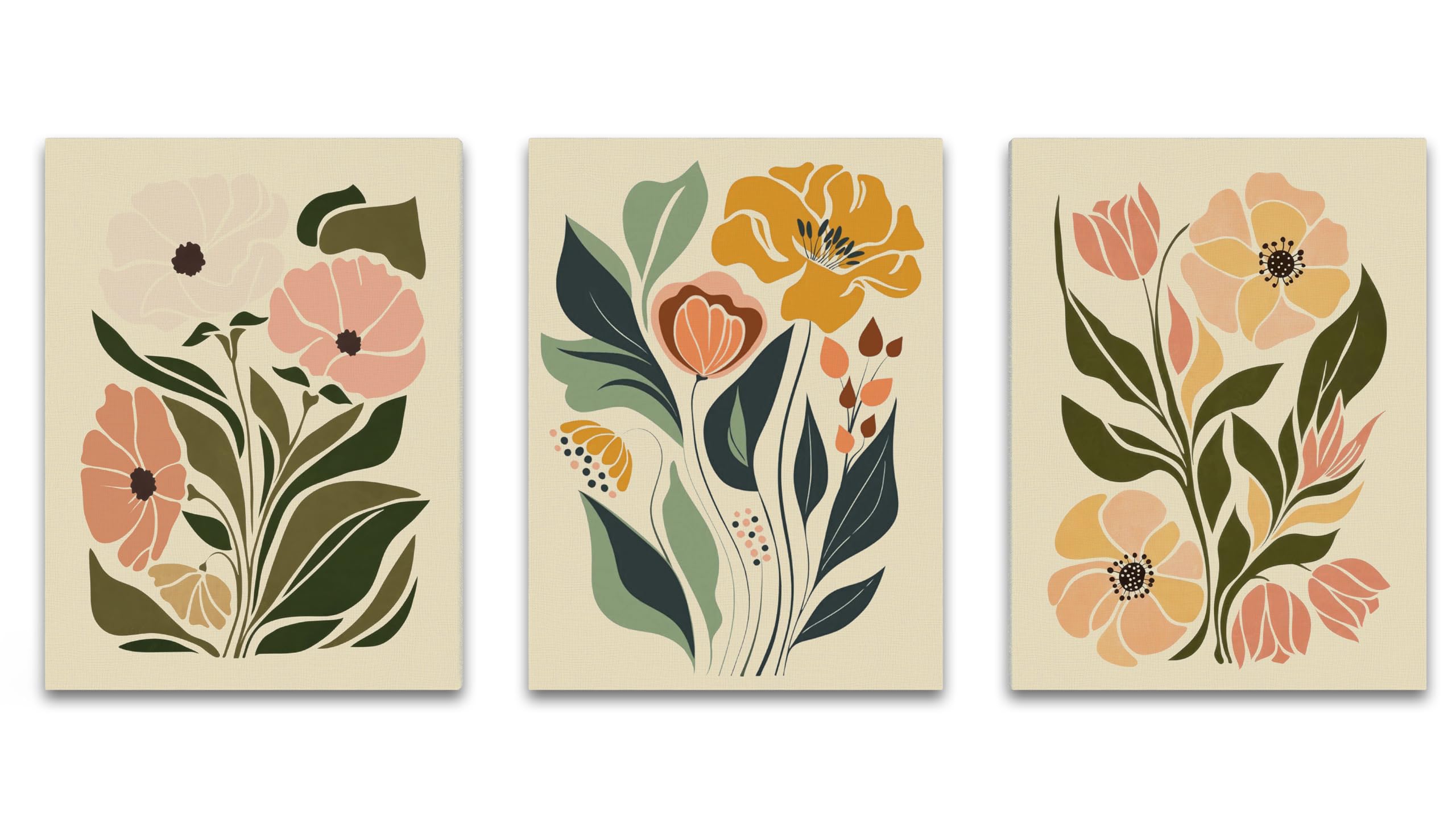 Boho Flower Wall Art Decor Abstract Floral Canvas Wall Art Pictuers Botanical Wall Art Minimalist Plant Prints Boho Floral Poster Vintage Artwork For