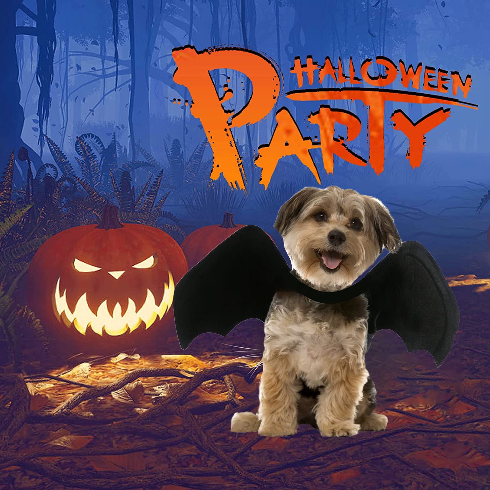 Vivifying Fledermausflügel-Kostüm Für Hunde – Verstellbares Halloween-Outfit Für Mittelgroße Hunde & Große Katzen