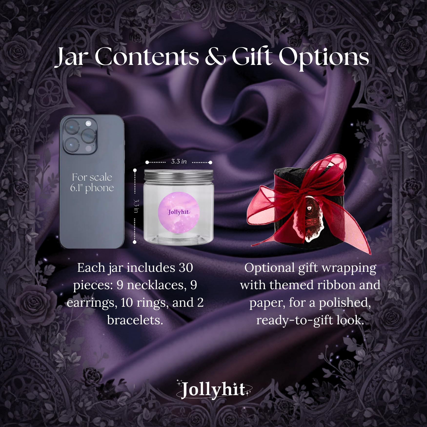 Gift-Ready Mystery Jewelry Jar 30PCS – Gothic, Witchy & Fairycore Costume Jewelry Set for Women, Includes Necklaces Earrings Rings Bracelets, Unique Mother’s Day or Birthday Gift for Her