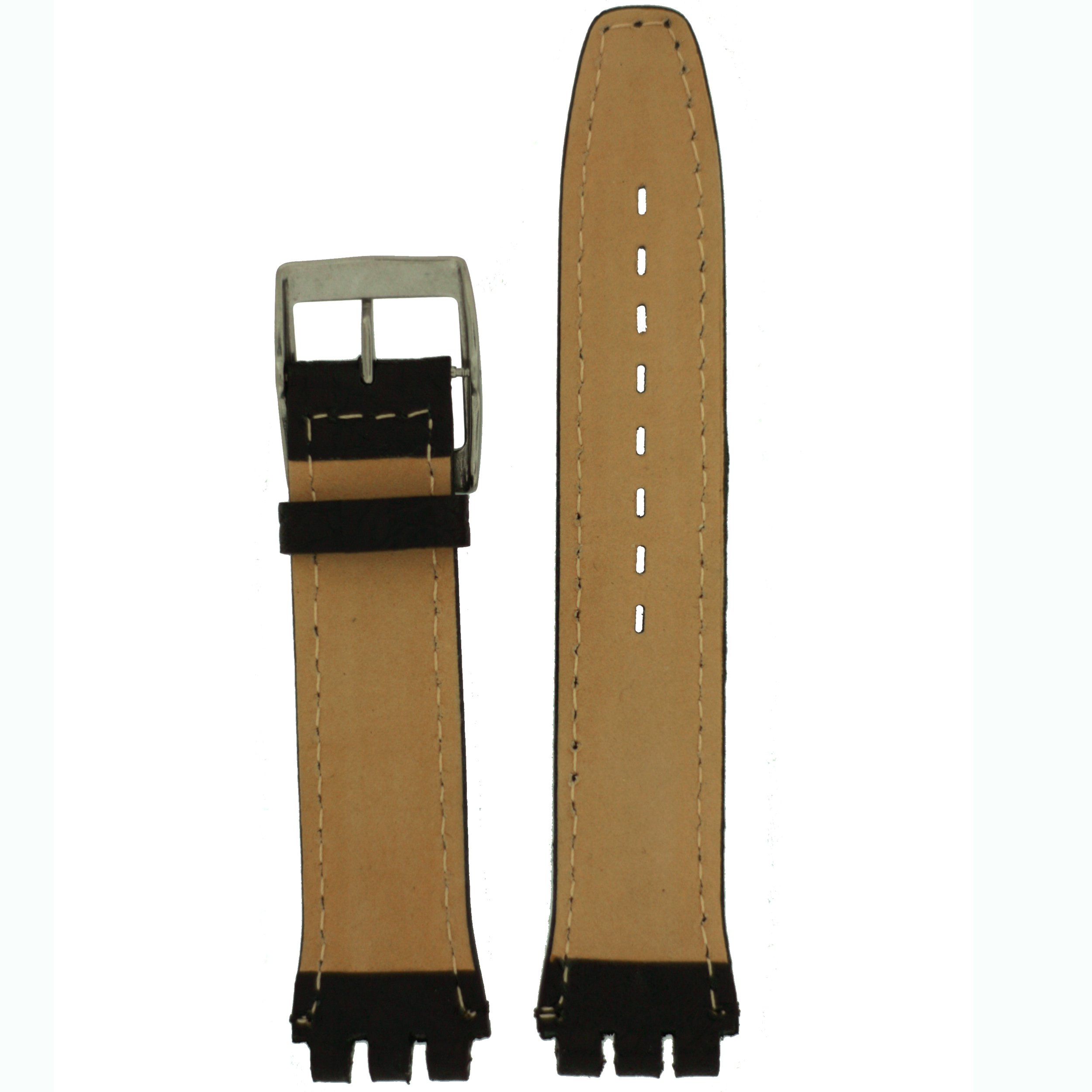 Tech Swiss Swatch Style Watch Band Black Italian Leather 19 millimeters