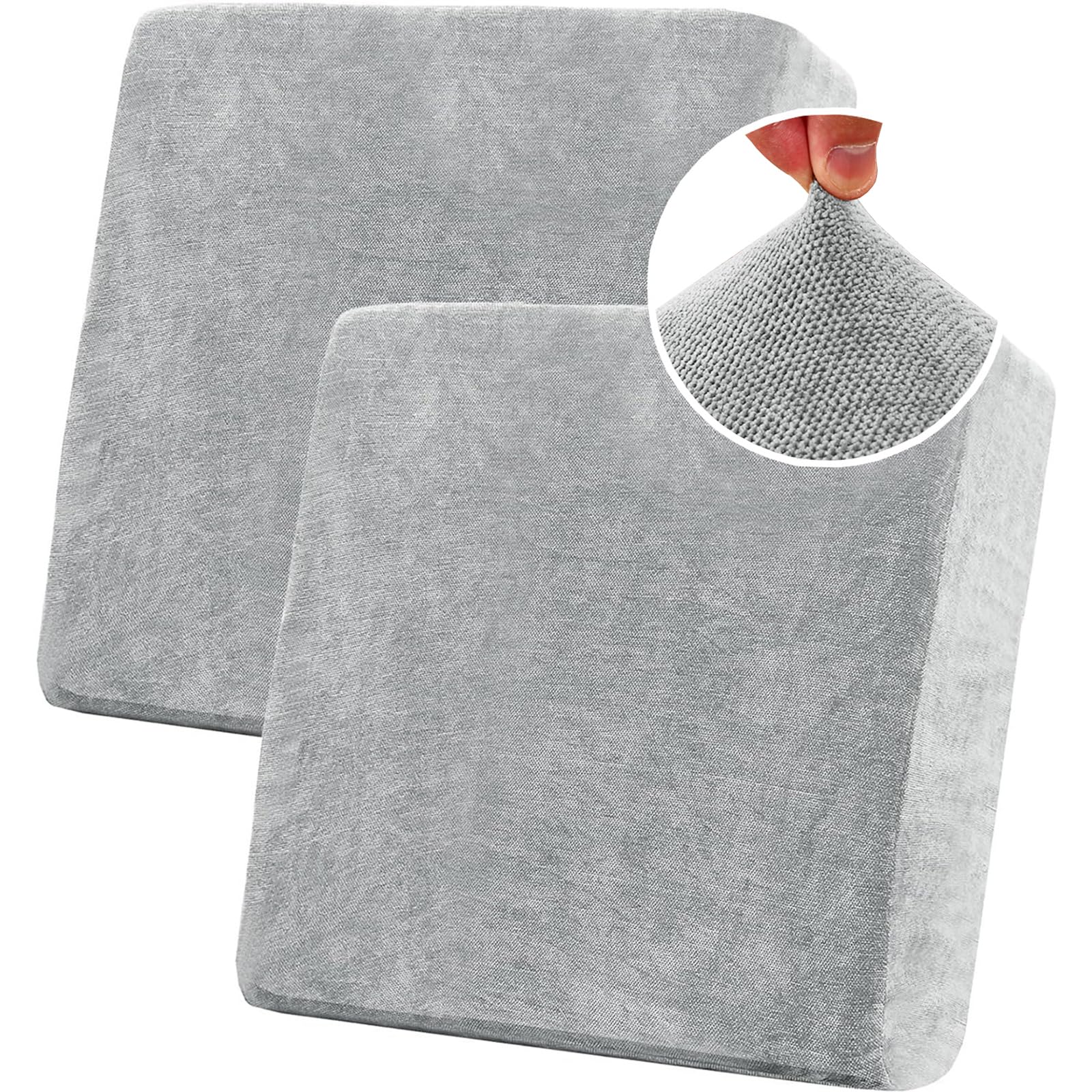 BXFUL Stretch Sofa Seat Cushion Covers, Chenille Sofa Cushion Slipcovers, High Stretch Couch Covers for Living Room Non Slip Furniture Slipcover with Elastic Bottom (2PC 1-Seater,Light Gray)