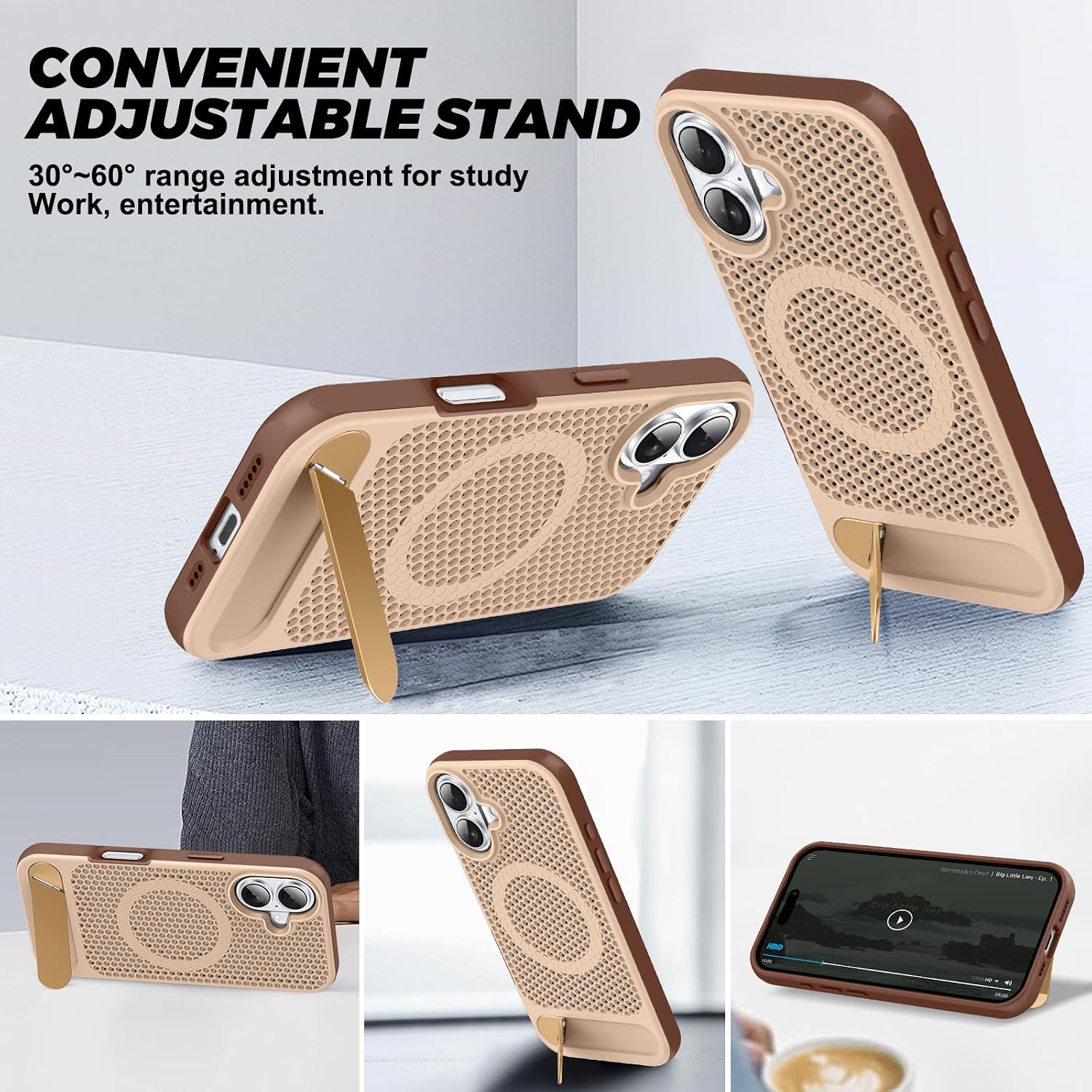 for Magnetic Heat Dissipation case for iPhone 16-Brown image 3