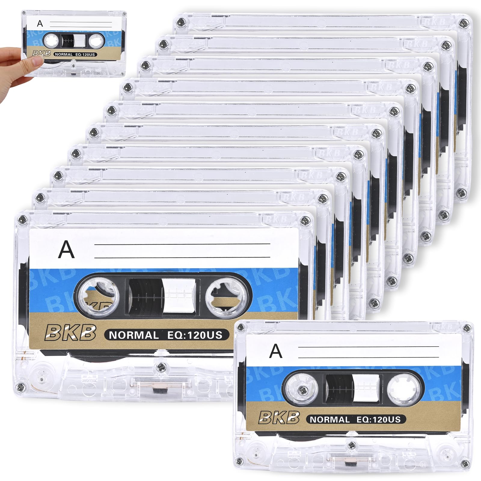 Cassettes audio vides WANDGU 60 min, lot de 10 avec étui plastique transparent