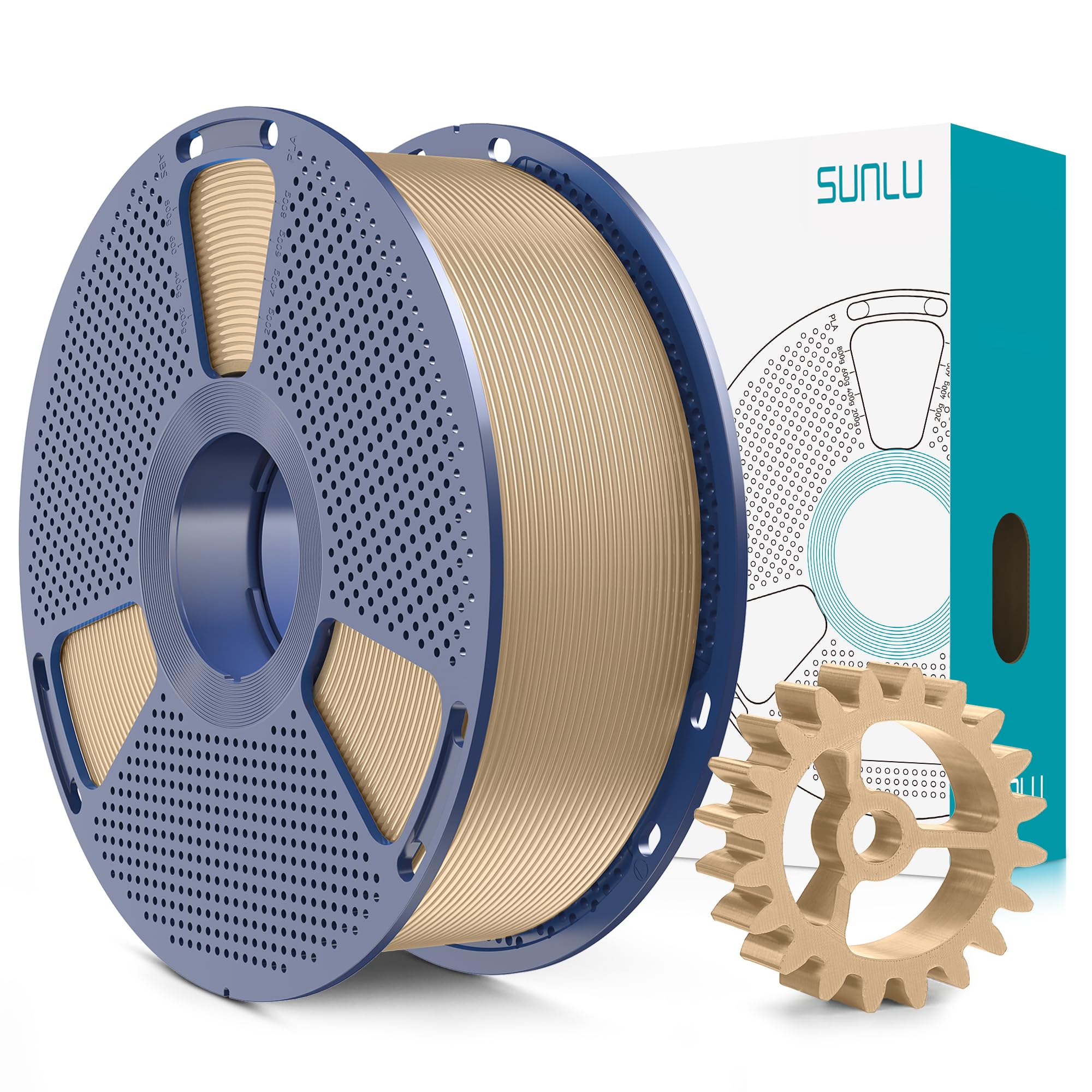 SUNLU PLA+2.0 Filament 1.75mm, Upgrade PLA Plus 3D Drucker Filament, Stärker und robuster, High Speed PLA+ Filament, Maßgenauigkeit +/-0,02mm, 1KG 3D Druck PLA+ Filament, Eiche