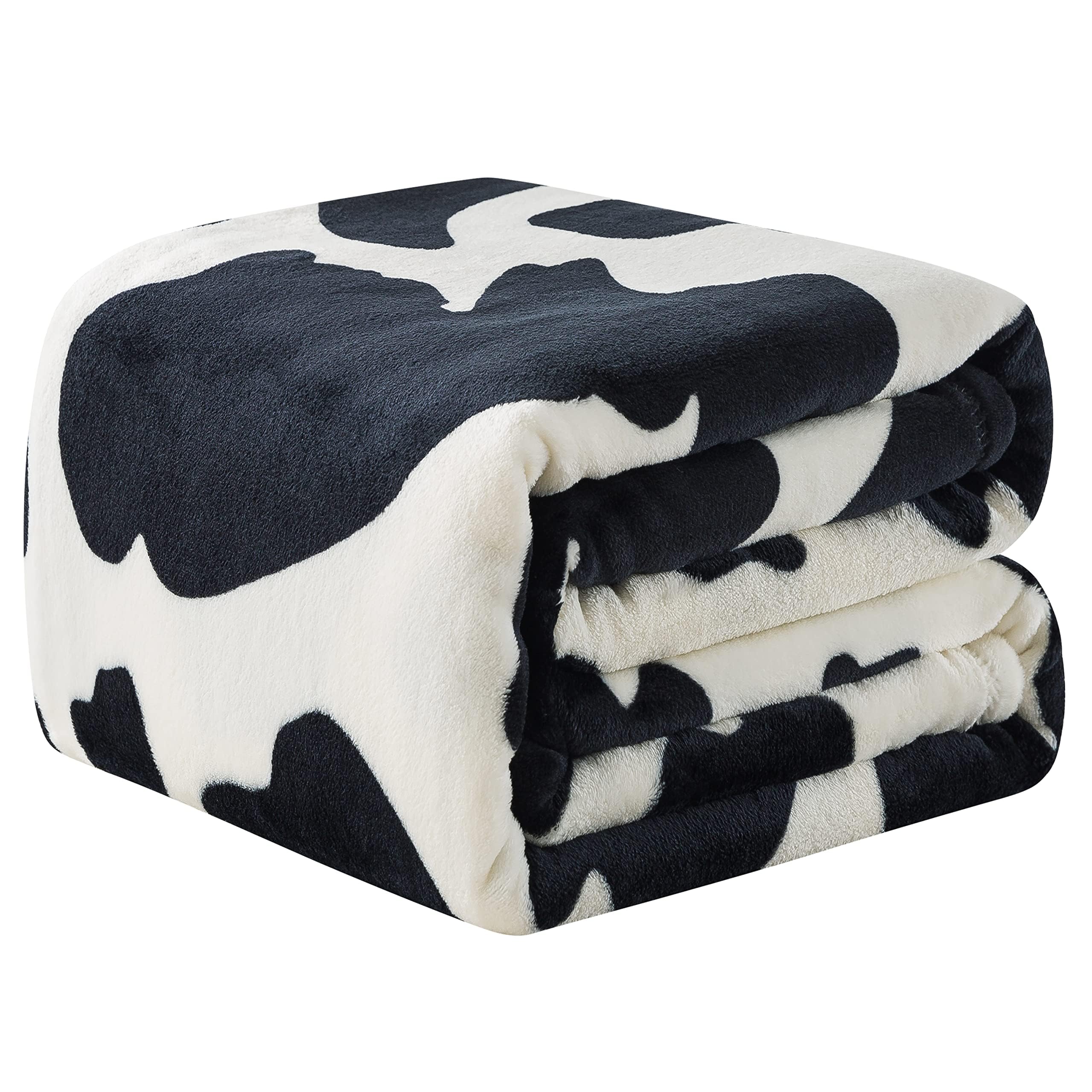 HOZY Flannel Fleece Cow Print Blanket King Size - Premium Anti-Static Super Soft Cozy Plush, Lightweight Microfiber Winter Warm Cow Print Throw Blanket for Couch Sofa Bed 230x270cm